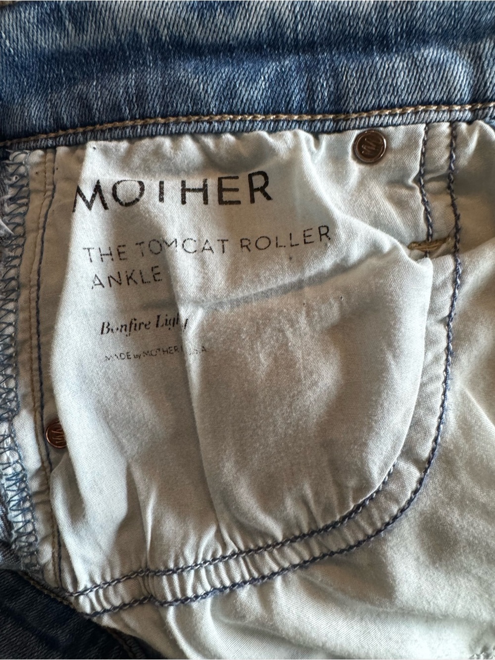 Mother Tomcat Roller Ankle Wide Leg Jeans Sz 25 Bonfire Lighting Blue Button Fly - Picture 7 of 8